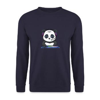 Lustiger Videospiel-Panda - Computerspiel-Fuchs - Unisex Pullover - Navy - Vorne - Alina (178cm) & Michal (187cm)
