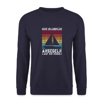 Meine Urlaubspläne Ansegeln Boot Meerliebhaber - Unisex Pullover - Navy - Vorne - Alina (178cm) & Michal (187cm)