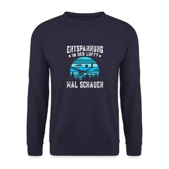 Entspannung in der Luft Segelfliegen Segelflug - Unisex Pullover - Navy - Vorne - Alina (178cm) & Michal (187cm)