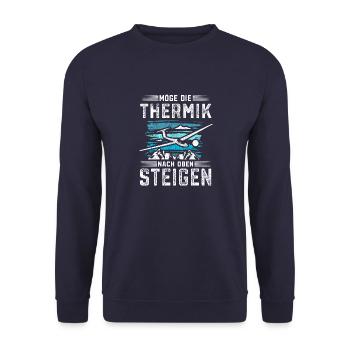 Möge die Thermik nach oben steigen Segelfliegen - Unisex Pullover - Navy - Vorne - Alina (178cm) & Michal (187cm)