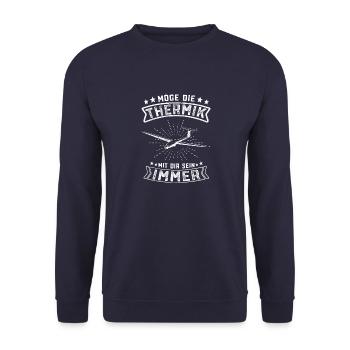 Möge die Thermik mit dir sein immer Segelfliegen - Unisex Pullover - Navy - Vorne - Alina (178cm) & Michal (187cm)