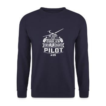 So sieht ein Segelflugzeug Pilot aus Segelfliegen - Unisex Pullover - Navy - Vorne - Alina (178cm) & Michal (187cm)