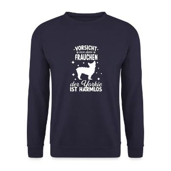 Yorkie Mama Yorkshire Terrier Frauchen Hundehalter - Unisex Pullover - Navy - Vorne - Alina (178cm) & Michal (187cm)