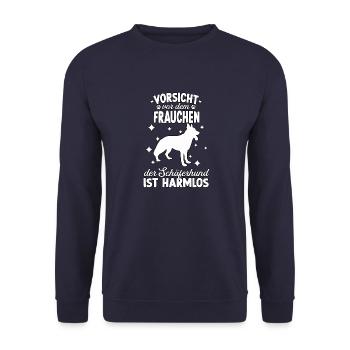 Witziges Schäferhund Frauchen Hundeliebhaber Hunde - Unisex Pullover - Navy - Vorne - Alina (178cm) & Michal (187cm)