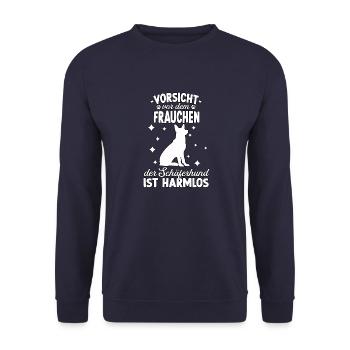 Lustiges Schäferhund Frauchen Motiv Hundeschule - Unisex Pullover - Navy - Vorne - Alina (178cm) & Michal (187cm)