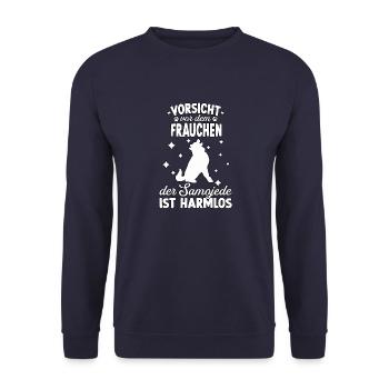 Lustiges Samojeden Frauchen Motiv Hunde Samojeden - Unisex Pullover - Navy - Vorne - Alina (178cm) & Michal (187cm)