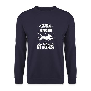 Witziges Beagle Frauchen Hundeliebhaber Beagle - Unisex Pullover - Navy - Vorne - Alina (178cm) & Michal (187cm)