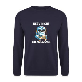 Nerv Nicht Bin Am Zocken Skelett - Computer Spiele - Unisex Pullover - Navy - Vorne - Alina (178cm) & Michal (187cm)