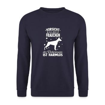 Lustiges Dobermann Hundesport Hundeliebe Frauchen - Unisex Pullover - Navy - Vorne - Alina (178cm) & Michal (187cm)