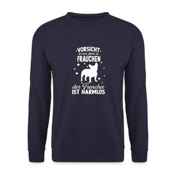 Witziges Französische Bulldogge Frauchen Hunde - Unisex Pullover - Navy - Vorne - Alina (178cm) & Michal (187cm)