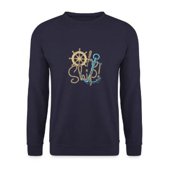 Bateau à voile voilier bateau à moteur - Sweat-shirt Unisexe - marine - Devant - Alina (178cm) & Michal (187cm)