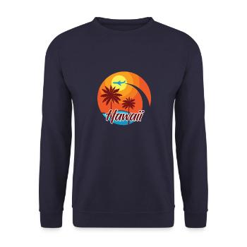 Hawaii Summer Sun Holiday Palm Trees - Unisex Sweatshirt - navy - Front - Alina (178cm) & Michal (187cm)