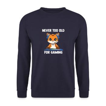 Nie zu alt zum Spielen - Video Gaming Fox Gamer - Unisex Pullover - Navy - Vorne - Alina (178cm) & Michal (187cm)