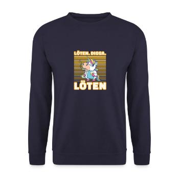 Löten Digga Löten Biertrinker Saufen Einhorn - - Unisex Pullover - Navy - Vorne - Alina (178cm) & Michal (187cm)