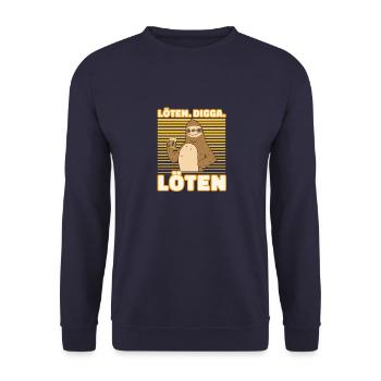 Löten Digga Löten Biertrinker Bier Faultier - - Unisex Pullover - Navy - Vorne - Alina (178cm) & Michal (187cm)
