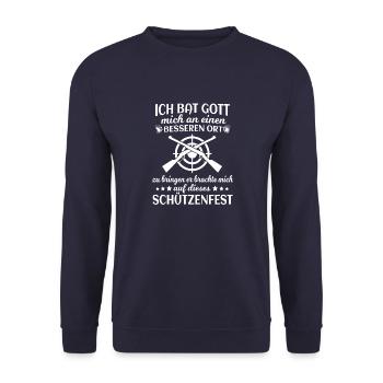 Sportschütze Ich bat Gott Königskompanie - Unisex Pullover - Navy - Vorne - Alina (178cm) & Michal (187cm)
