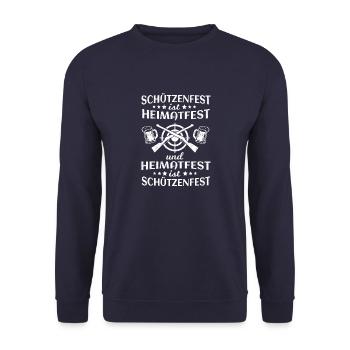 Sportschütze Heimatfest Königskompanie - Unisex Pullover - Navy - Vorne - Alina (178cm) & Michal (187cm)