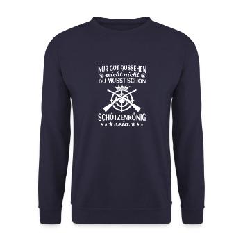 Nur gut aussehen reicht nicht Königskompanie - Unisex Pullover - Navy - Vorne - Alina (178cm) & Michal (187cm)