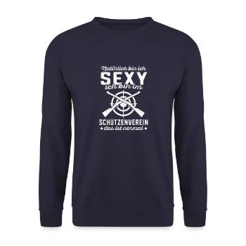 Sportschütze Sportschießen Königskompanie - Unisex Pullover - Navy - Vorne - Alina (178cm) & Michal (187cm)