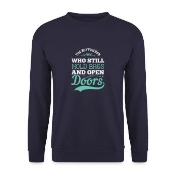 The Boyfriends who still hold bags and open doors - Unisex Sweatshirt - navy - Front - Alina (178cm) & Michal (187cm)