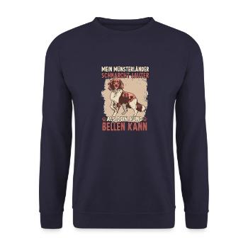 Kleiner Münsterländer Hundeliebhaber Münsterländer - Unisex Pullover - Navy - Vorne - Alina (178cm) & Michal (187cm)