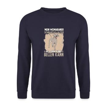 Cooles Hundehalter Motiv Weimaraner Hunde - Unisex Pullover - Navy - Vorne - Alina (178cm) & Michal (187cm)