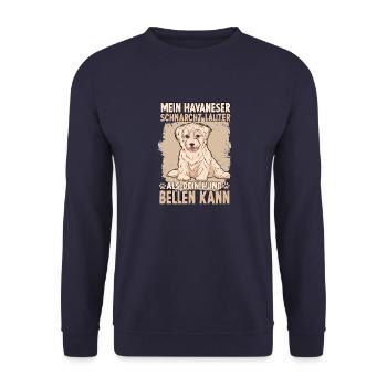 Lustiges Havaneser Motiv Havaneser Hundesport - Unisex Pullover - Navy - Vorne - Alina (178cm) & Michal (187cm)