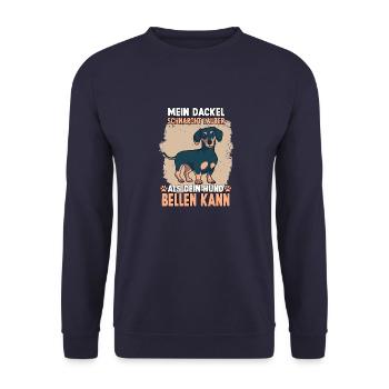 Dackel Hund Teckle Hundeliebhaber Rauhaardackel - Unisex Pullover - Navy - Vorne - Alina (178cm) & Michal (187cm)