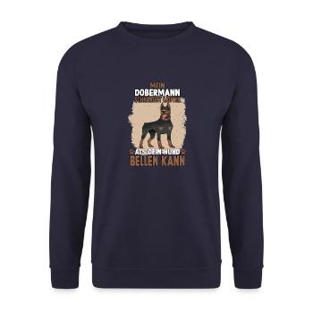 Lustiges Dobermann Motiv Dobermann Hundesport - Unisex Pullover - Navy - Vorne - Alina (178cm) & Michal (187cm)