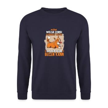 Lustig Welsh Corgi Motiv Corgi Pembroke Hundesport - Unisex Pullover - Navy - Vorne - Alina (178cm) & Michal (187cm)