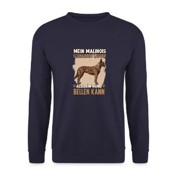 Lustiges Malinois Motiv Belgischer Schäferhund - Unisex Pullover - Navy - Vorne - Alina (178cm) & Michal (187cm)