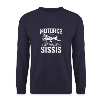 Motoren Sissis Ultraleichtflugzeug Pilot - Unisex Pullover - Navy - Vorne - Alina (178cm) & Michal (187cm)