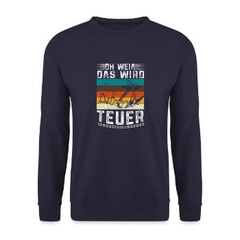 Oh weia das wird teuer Modellflug Pilot Geschenk - Unisex Pullover - Navy - Vorne - Alina (178cm) & Michal (187cm)