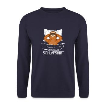 Offizielles Schlafshirt Faultier Schlafanzug - Unisex Pullover - Navy - Vorne - Alina (178cm) & Michal (187cm)