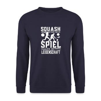 Squash Spielen ist Leideschaft Squashspieler - Unisex Pullover - Navy - Vorne - Alina (178cm) & Michal (187cm)