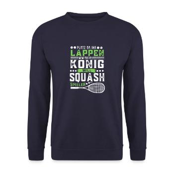 Der König will Squash spielen Squashspieler - Unisex Pullover - Navy - Vorne - Alina (178cm) & Michal (187cm)