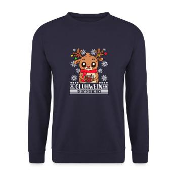 Zu Glühwein sag ich nicht nein Weihnachtsmarkt - Unisex Pullover - Navy - Vorne - Alina (178cm) & Michal (187cm)