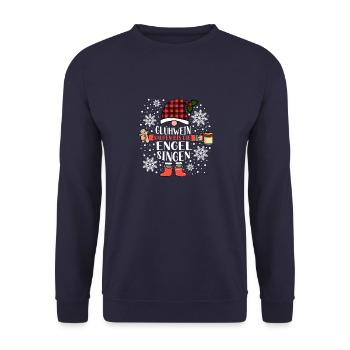 Glühwein bis die Engel Singen Weihnachtsmarkt - Unisex Pullover - Navy - Vorne - Alina (178cm) & Michal (187cm)