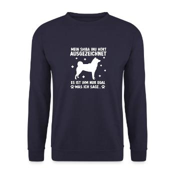 Shiba Inu japanischer Kult Hund witziges Shiba Inu - Unisex Pullover - Navy - Vorne - Alina (178cm) & Michal (187cm)