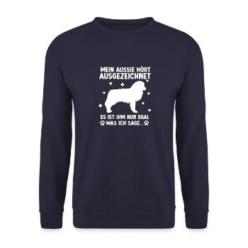 Süßes Aussie Hundetraining Australian Shepherd - Unisex Pullover - Navy - Vorne - Alina (178cm) & Michal (187cm)