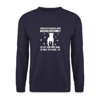 Rottweiler Hundeliebhaber Geschenk Rottweiler - Unisex Pullover - Navy - Vorne - Alina (178cm) & Michal (187cm)