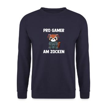 Pro Gamer Am Zocken - Computer Videospiele Gaming - Unisex Pullover - Navy - Vorne - Alina (178cm) & Michal (187cm)