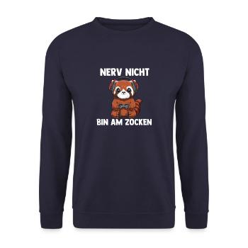 Nerv Nicht Bin Am Zocken Kleiner Panda - Computer - Unisex Pullover - Navy - Vorne - Alina (178cm) & Michal (187cm)