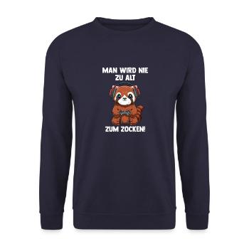 Lustiger Gaming Kleiner Panda - Computer Spiele - Unisex Pullover - Navy - Vorne - Alina (178cm) & Michal (187cm)