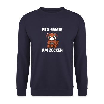 Pro Gamer Am Zocken - Computer Videospiele Gaming - Unisex Pullover - Navy - Vorne - Alina (178cm) & Michal (187cm)