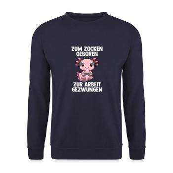 Gamer Axolotl - Computer Spiele Online Spiele - Unisex Pullover - Navy - Vorne - Alina (178cm) & Michal (187cm)