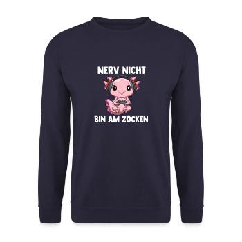 Nerv Nicht Bin Am Zocken Axolotl - Computer Spiele - Unisex Pullover - Navy - Vorne - Alina (178cm) & Michal (187cm)