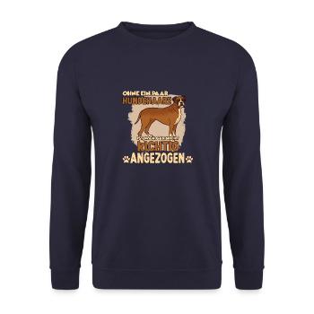 Boxer Hund Hundeliebhaber Boxer - Unisex Pullover - Navy - Vorne - Alina (178cm) & Michal (187cm)