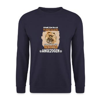 Cooles Hundehalter Zwergspitz Motiv Pomeranian - Unisex Pullover - Navy - Vorne - Alina (178cm) & Michal (187cm)