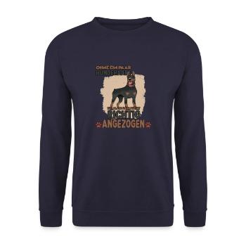 Lustiges Dobermann Motiv Dobermann Hundesport - Unisex Pullover - Navy - Vorne - Alina (178cm) & Michal (187cm)